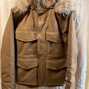Men's Filson Jacket Brown Size S with Arctic Fox Fur Collar